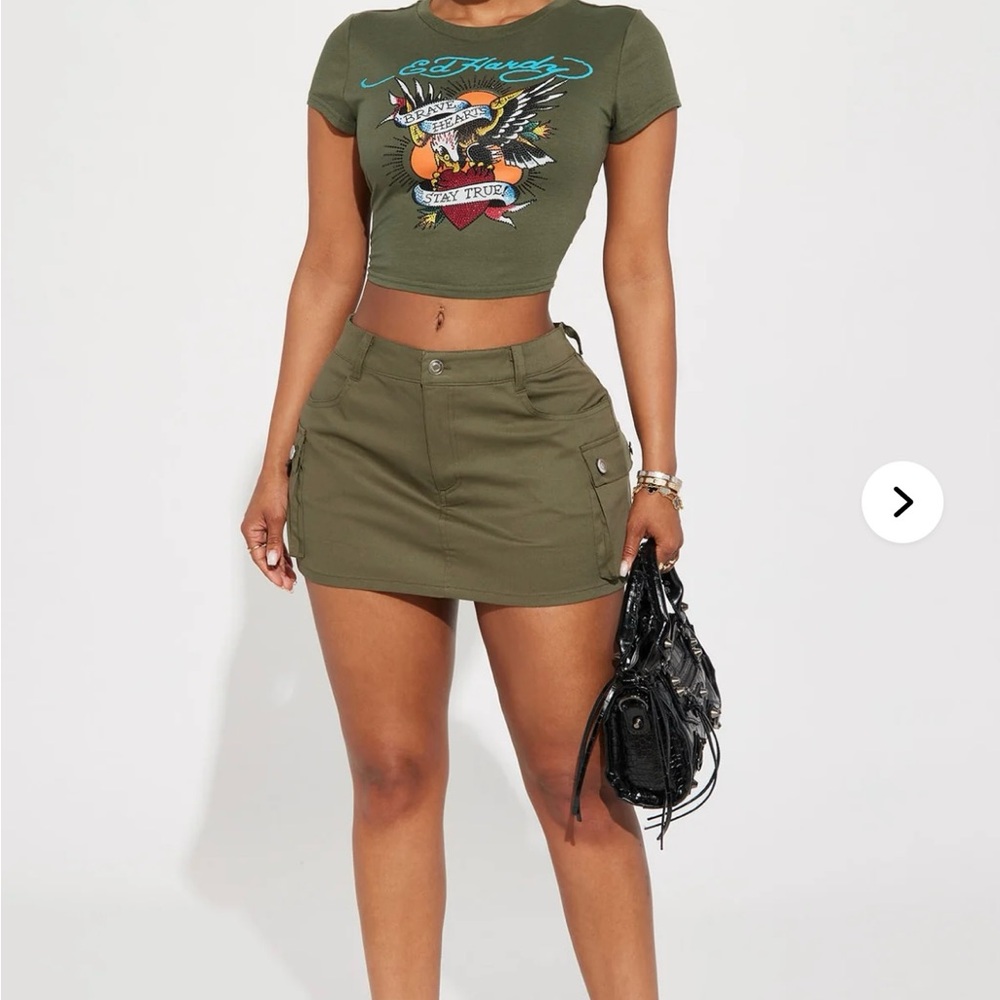 Fashion Nova Olive Green Buttoned Pants